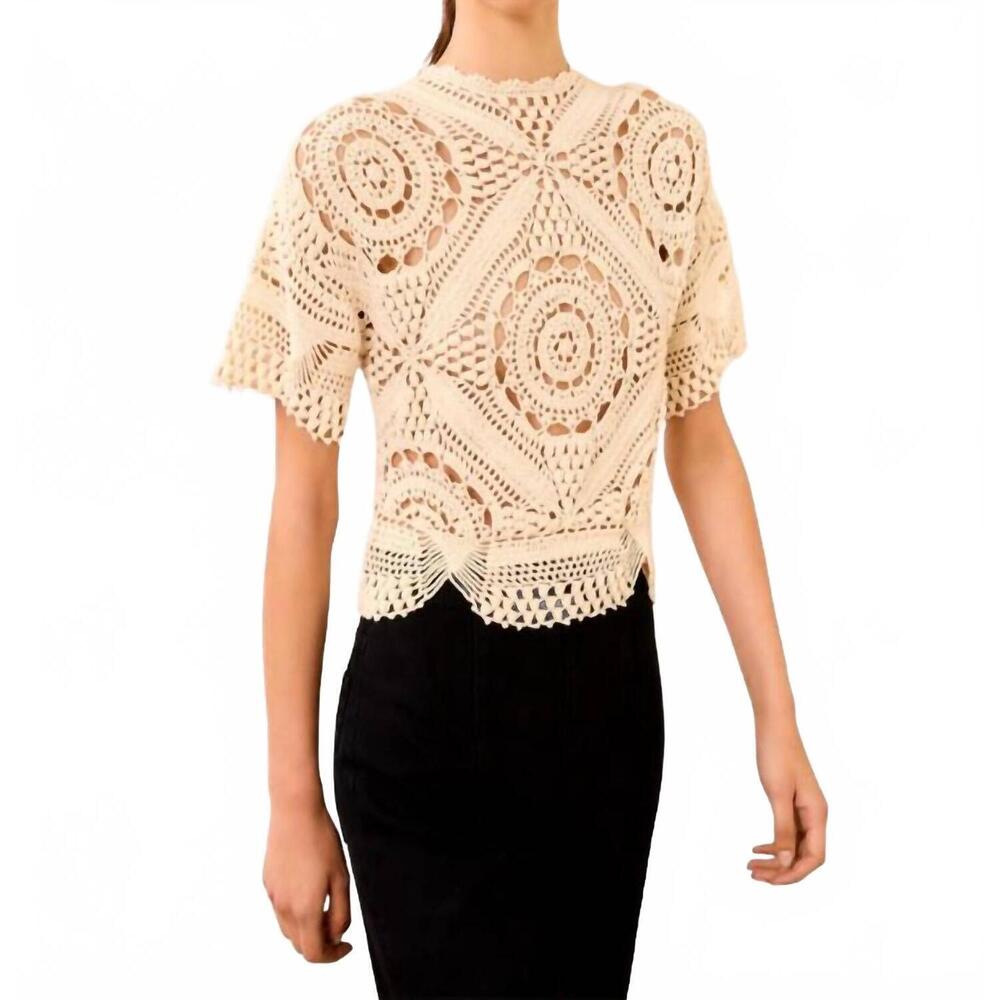 NEW ULLA JOHNSON maddalena crocheted top in cowrie